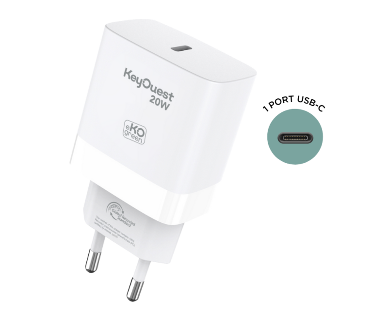 KeyOuest Chargeur secteur 1 port USB-C eKOgreen